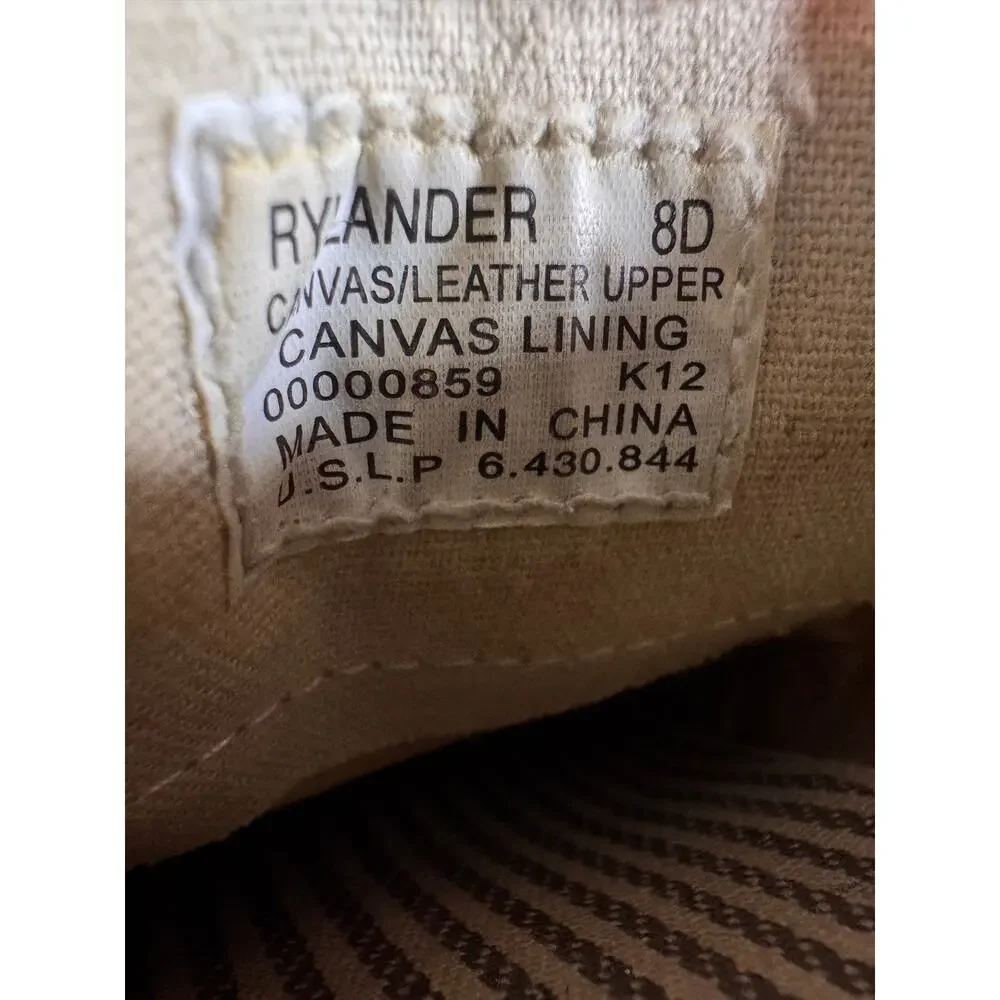 Polo Ralph Lauren Rylander Mens 8D Tan Canvas Leather Boat Shoes Preppy